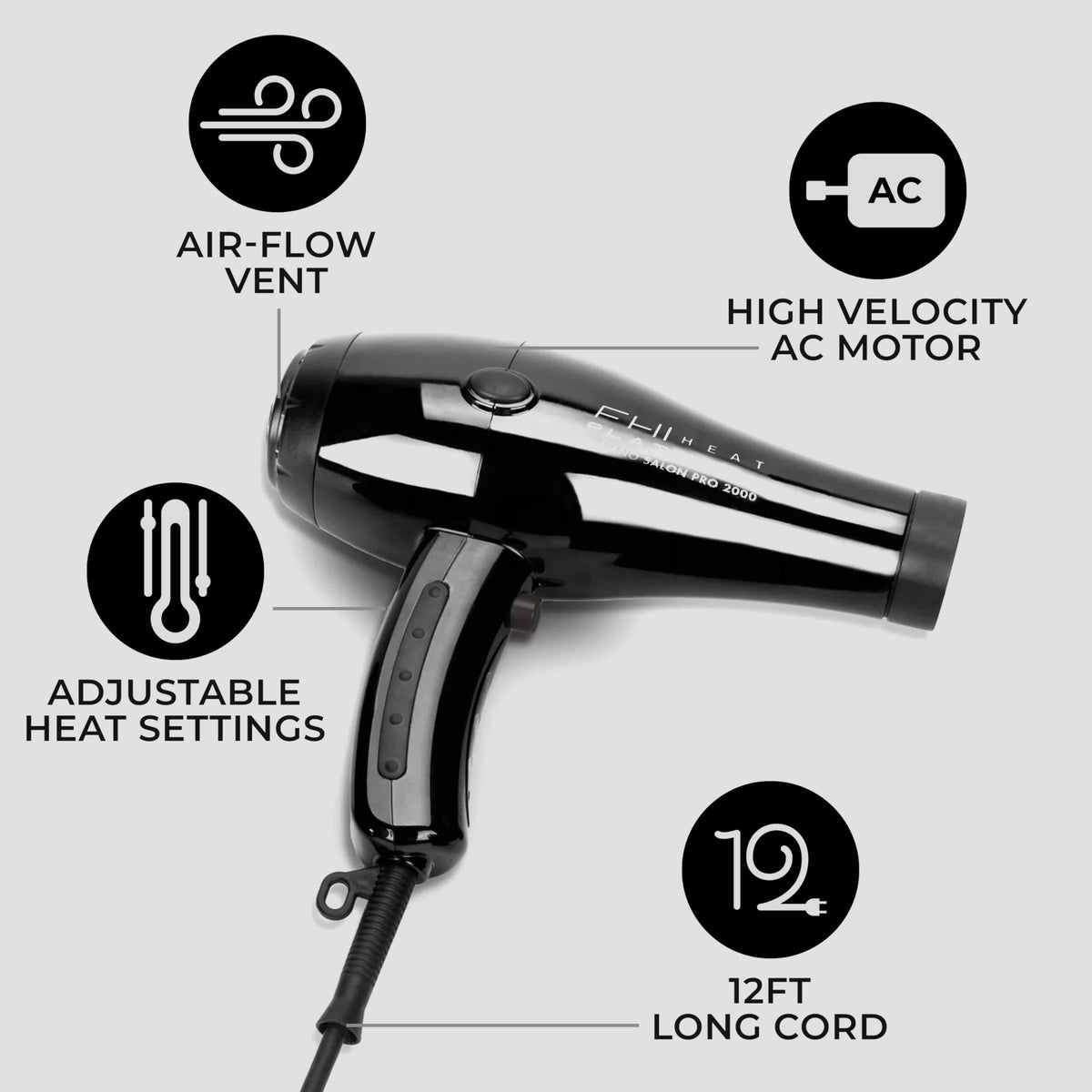 FHI Heat Platform Nano Pro 2000 dryer rear view for easy cord handling.