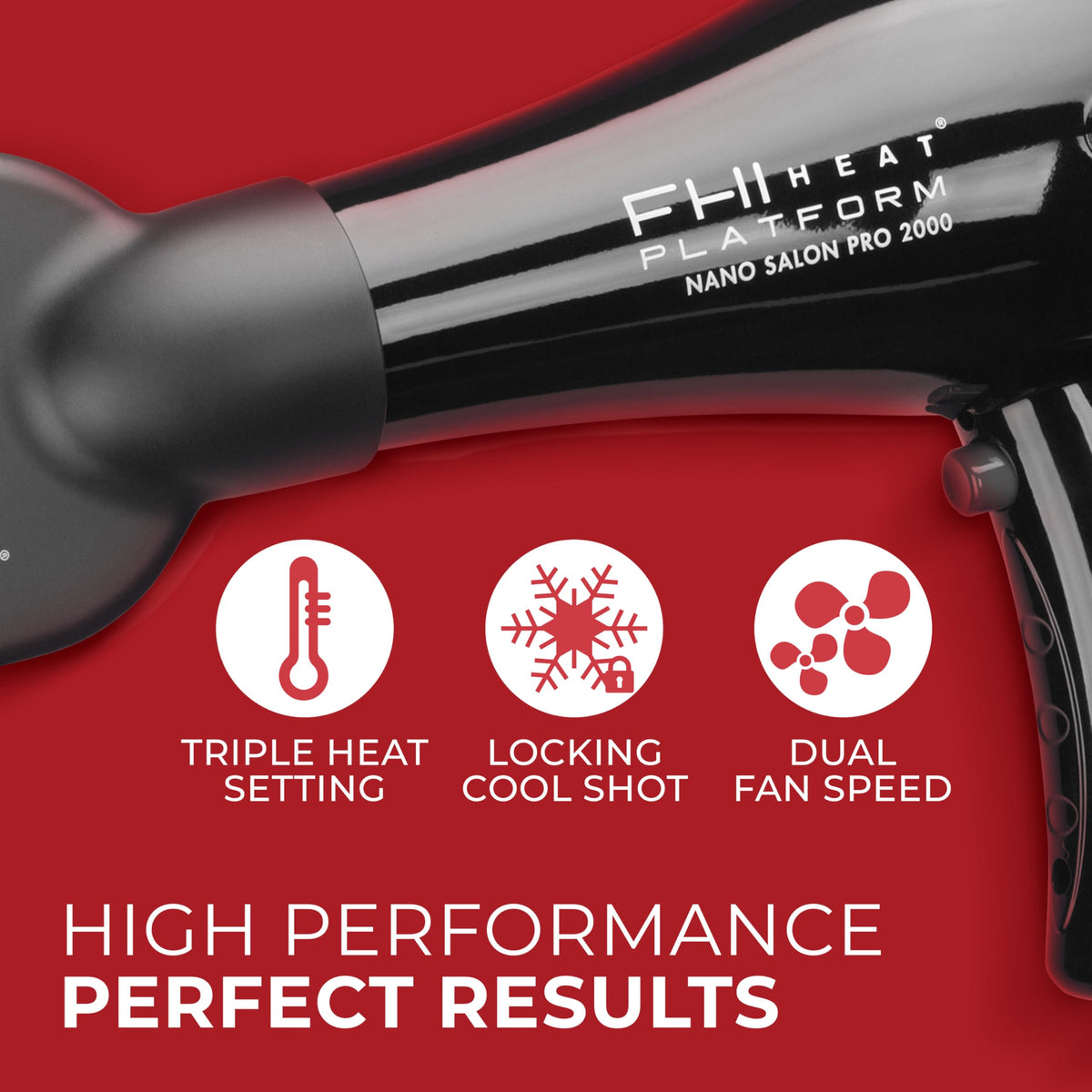 FHI Heat Platform Nano Pro 2000 dryer side view for balanced styling control.