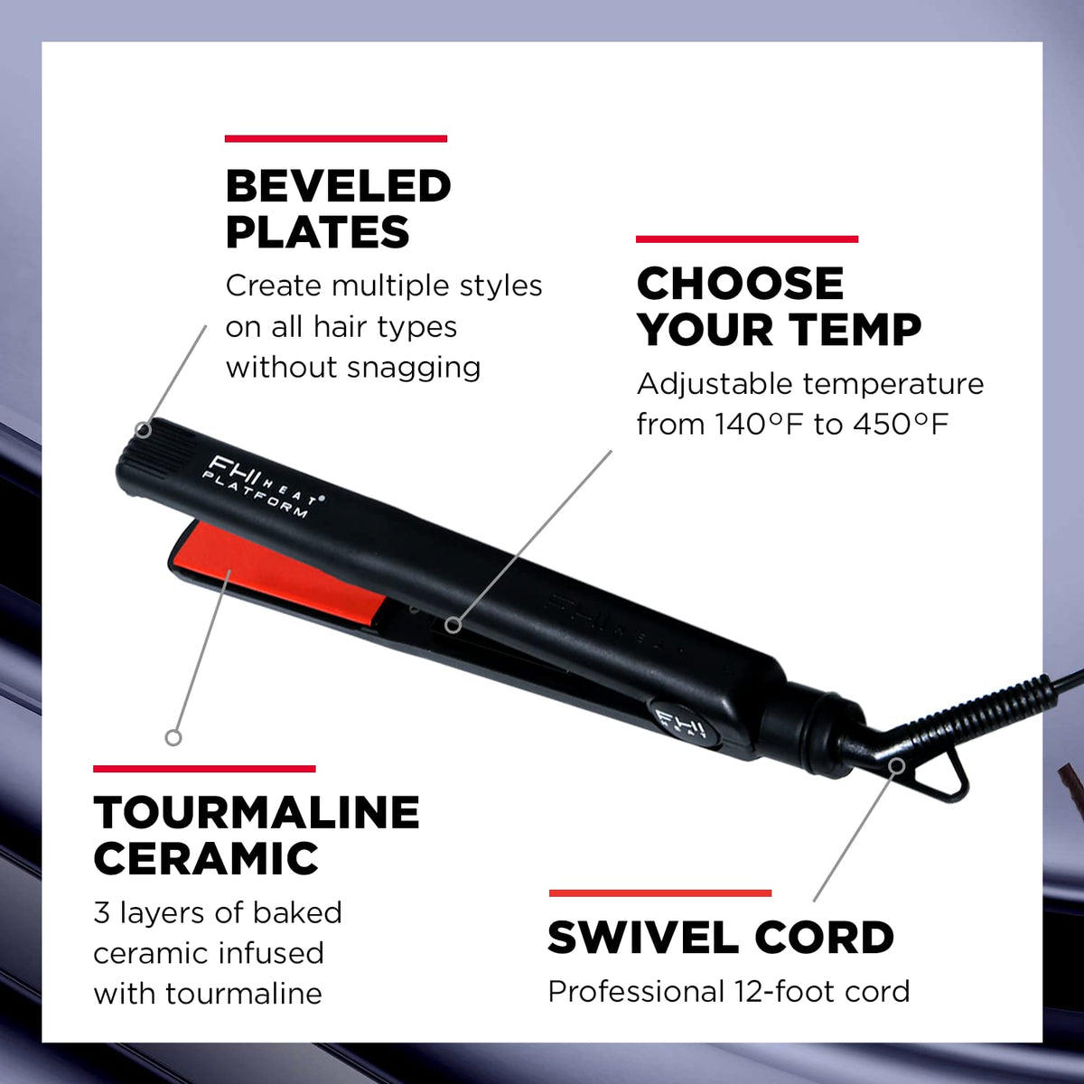 FHI Platform Pro tourmaline ceramic plates for frizz control and shine
