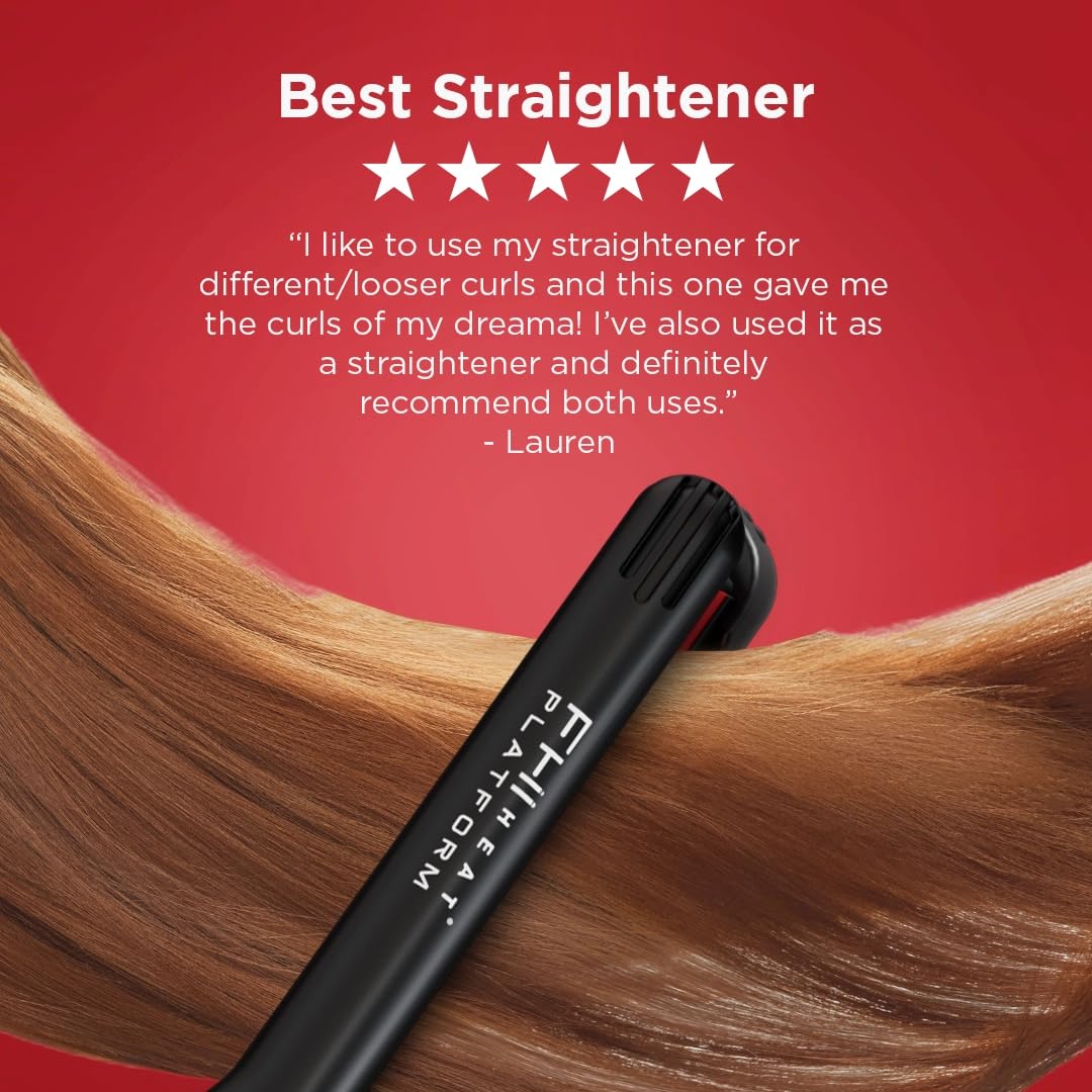 Platform Pro tourmaline plates close-up show frizz control benefits.