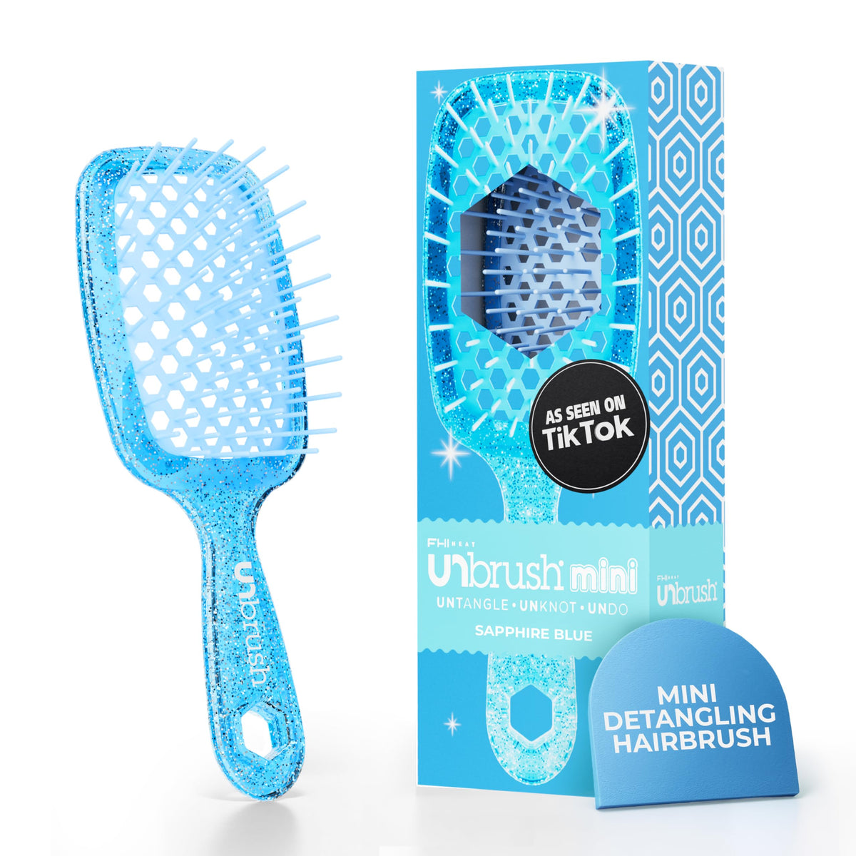 FHI Heat UNbrush Mini Detangler Brush eases knot removal for all hair types