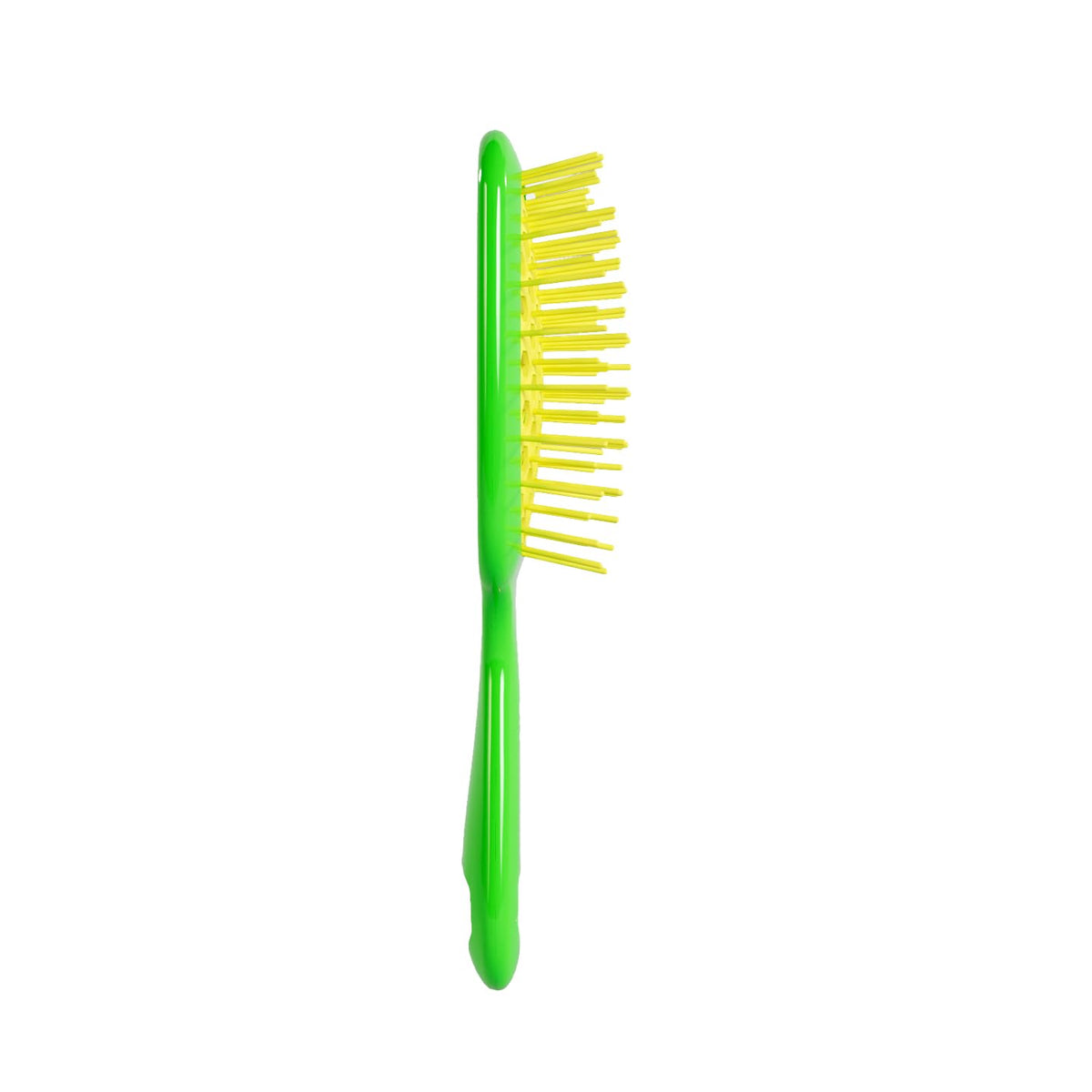 FHI Heat UNbrush Mini Neon Lemon Lime with DuoFlex bristles for gentle detangling.