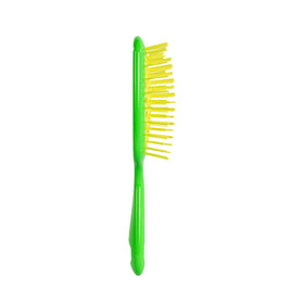FHI Heat UNbrush Mini Neon Lemon Lime with DuoFlex bristles for gentle detangling.