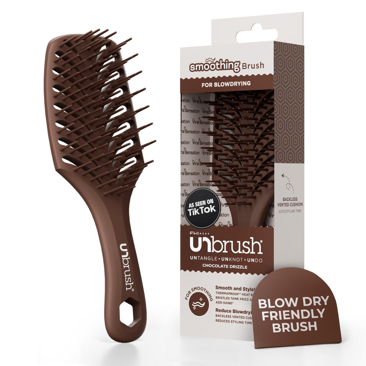 FHI Heat UNbrush Smooth bristles close-up showing heat-resistance for smooth detangling