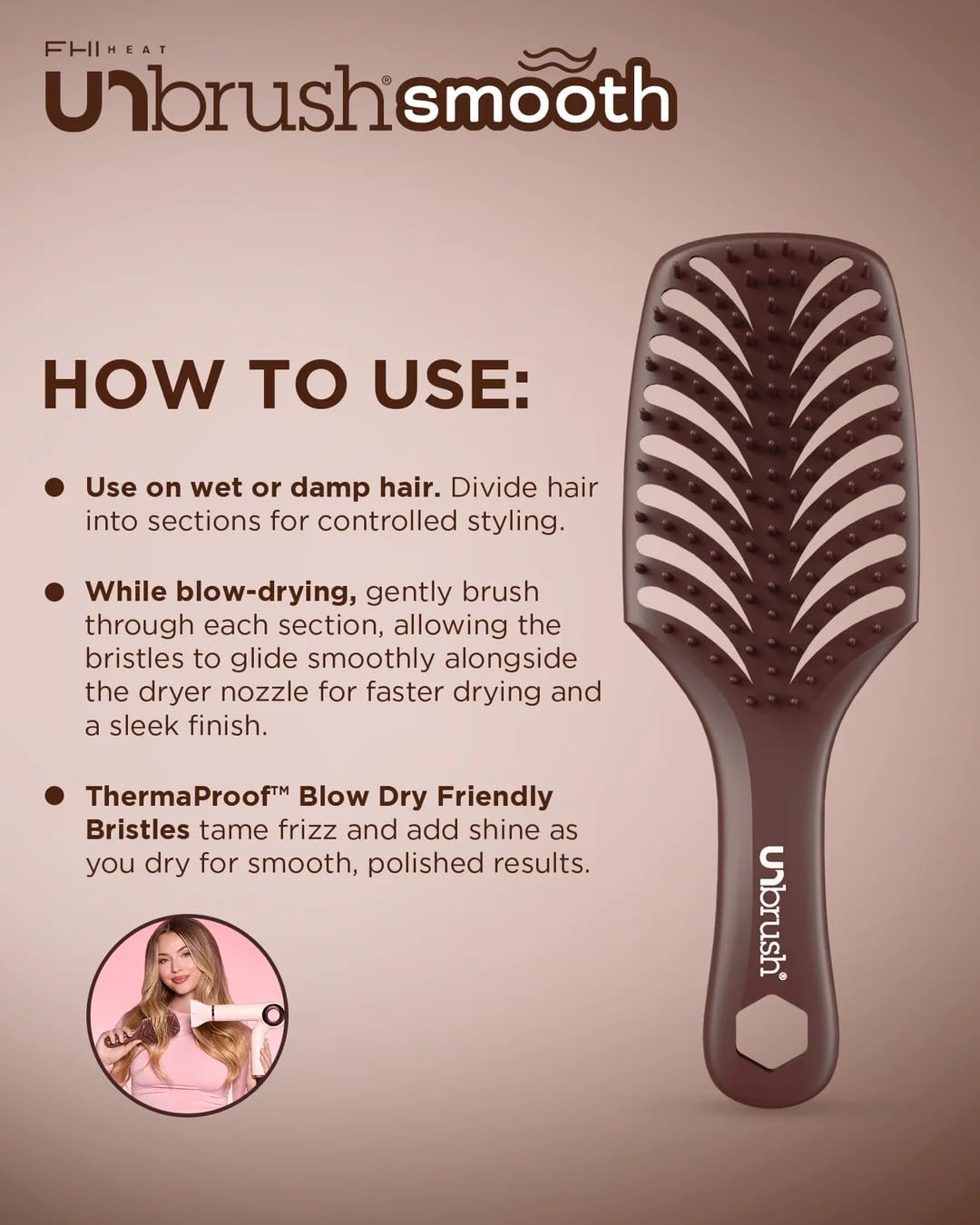 FHI Heat UNbrush Smooth vented cushion demonstrates airflow for faster drying