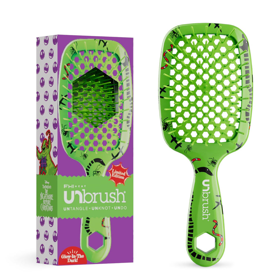 FHI Heat UNbrush detangler for wet and dry hair—gentle knots release.