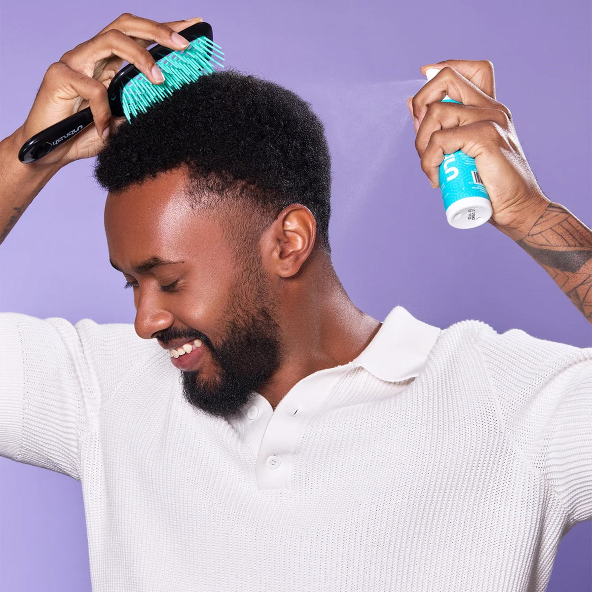 FHI Heat UNwinder Detangler Spray paired with UNbrush for salon results