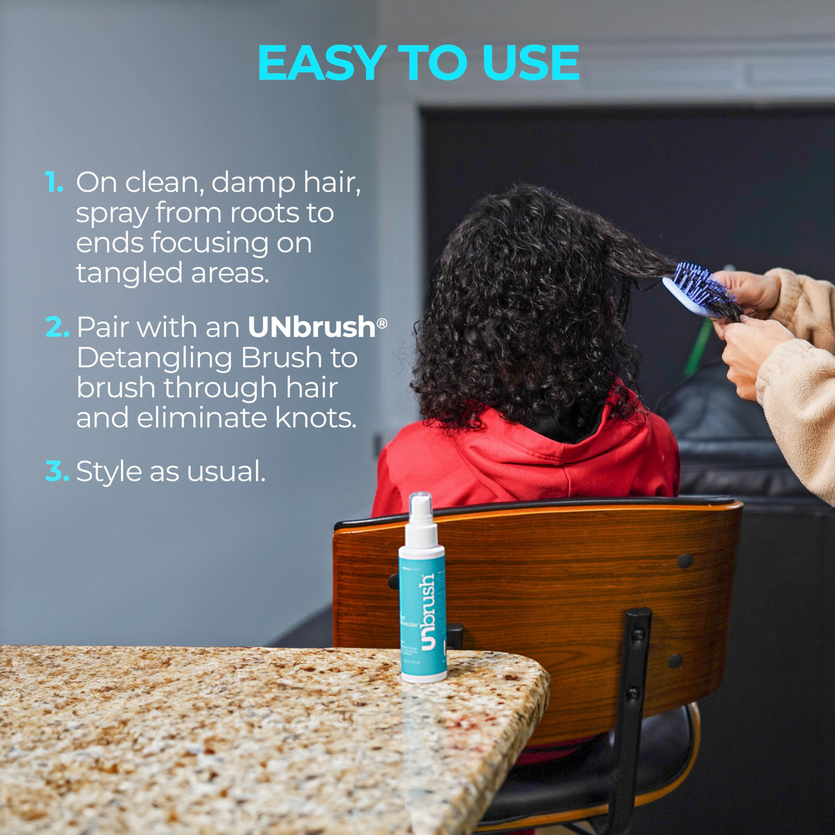 Travel-size bottle highlighting easy 7-in-1 routine