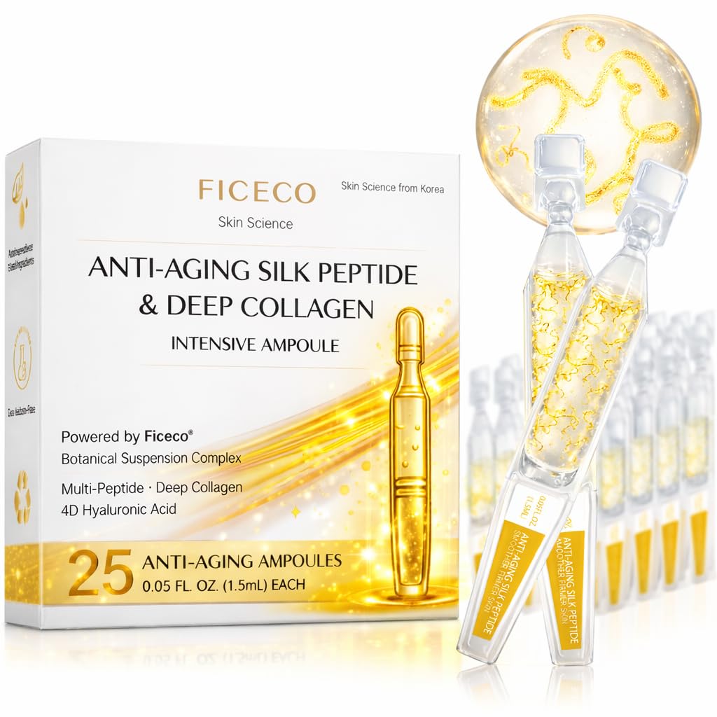Ficeco NAD+ Silk Peptides Serum bottle showcases premium packaging for anti-aging skincare