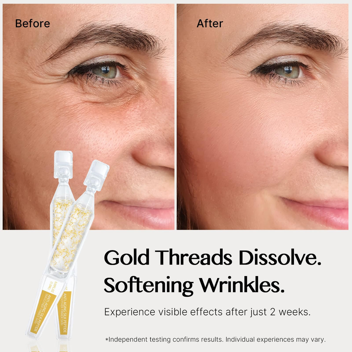Close-up texture of NAD+ Silk Peptides Serum showing silky, non-greasy formula