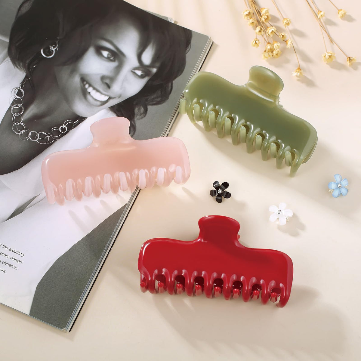 FidesAmor jelly square clip red front view highlights durable, light design.