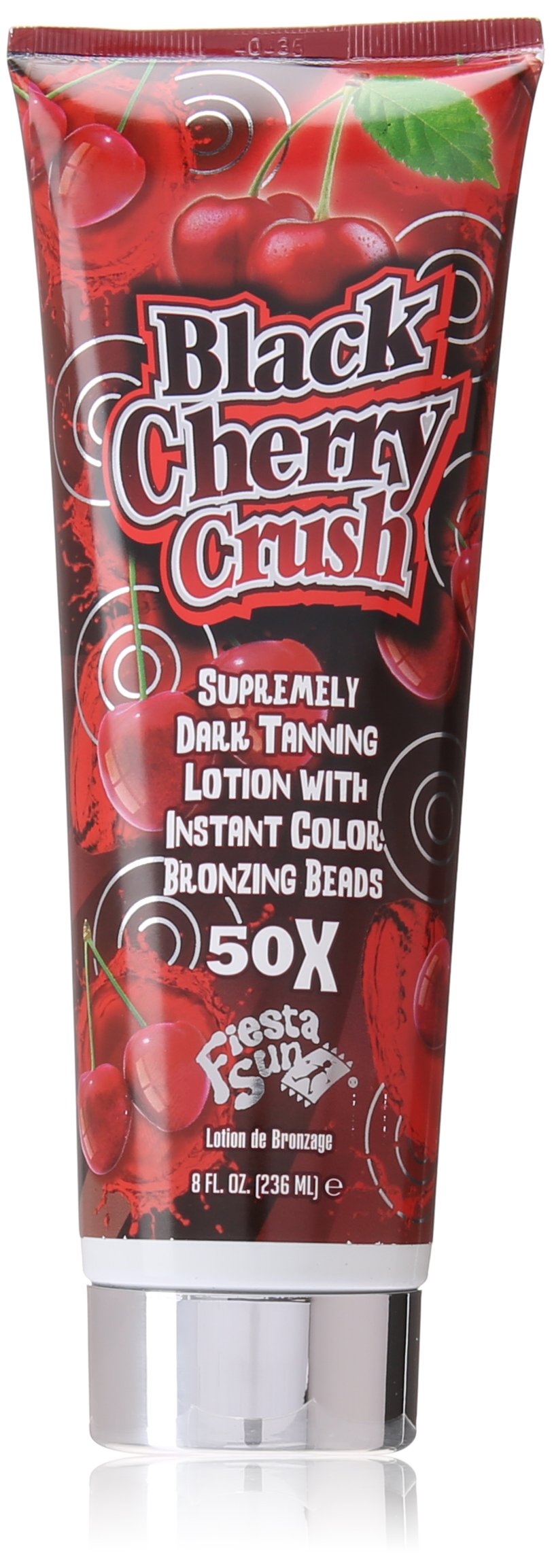 Fiesta Sun Black Cherry Crush bottle with bronzing beads for richer color