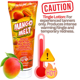 Fiesta Sun Mango Melt tingling effect closeup suggests warm action for experienced tanners