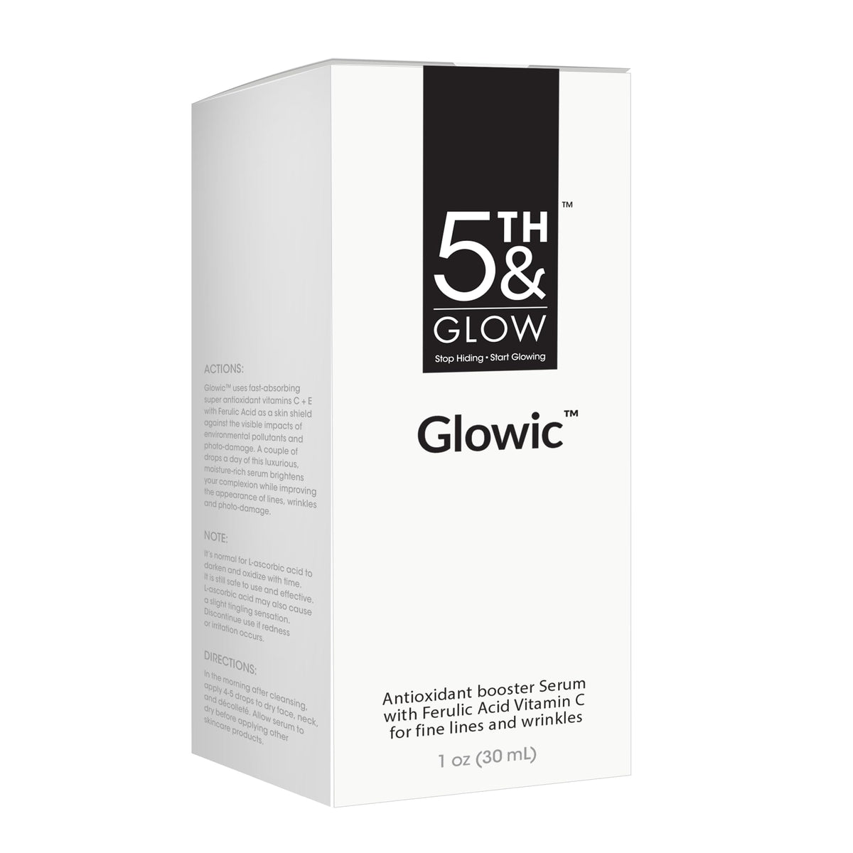 5th & Glow Glowic bottle with branding and premium look.