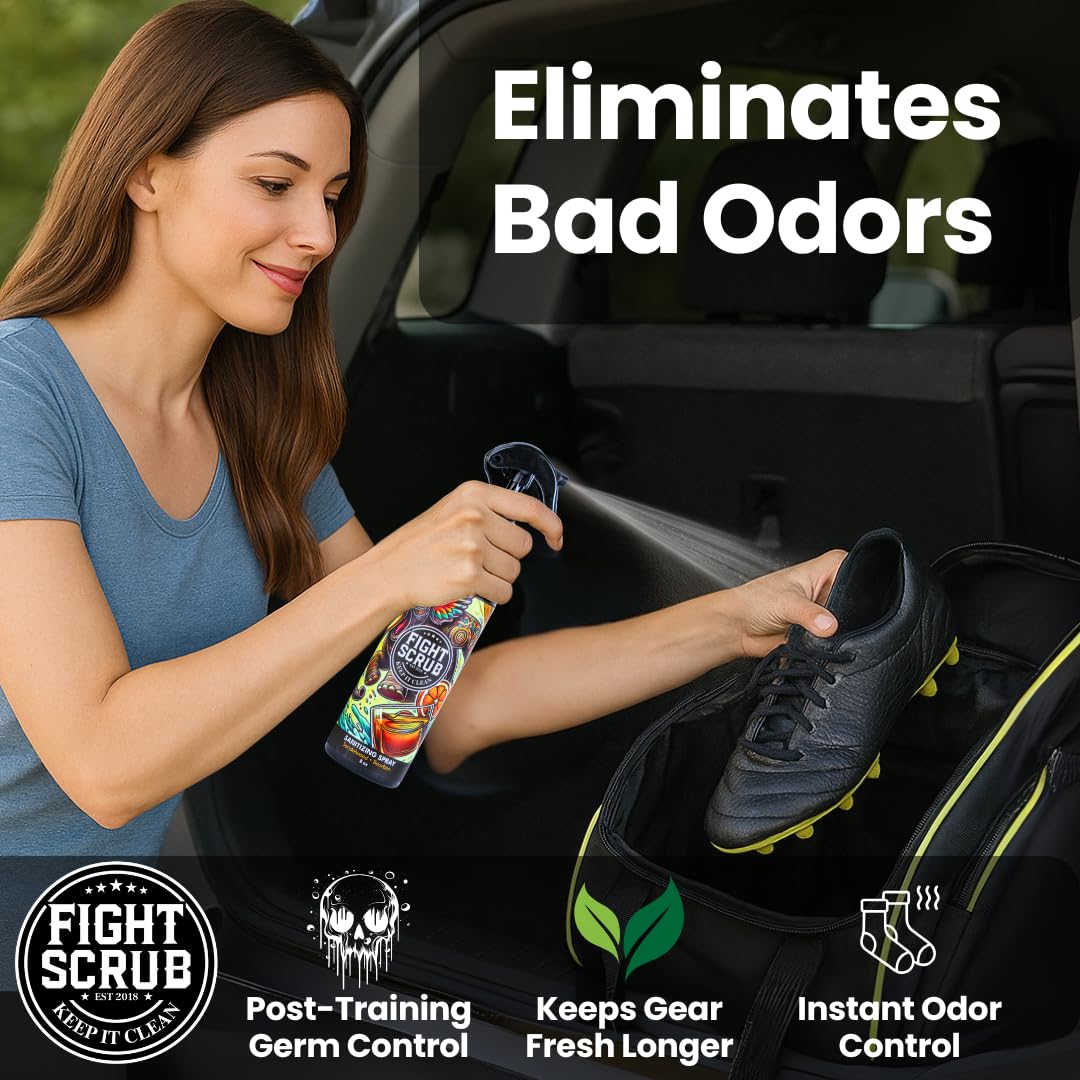 Fight Scrub fast-drying spray applied to skin after practice