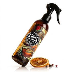 Fight Scrub post-training bottle displays sandalwood and bourbon formula for odor control