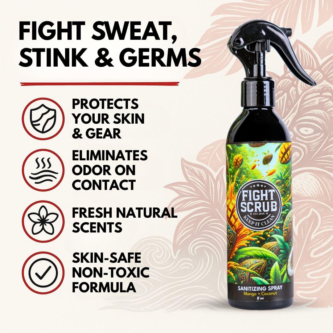Fight Scrub skin application demonstrates quick-dry cleansing after training.