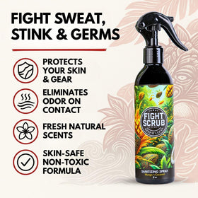 Fight Scrub skin application demonstrates quick-dry cleansing after training.