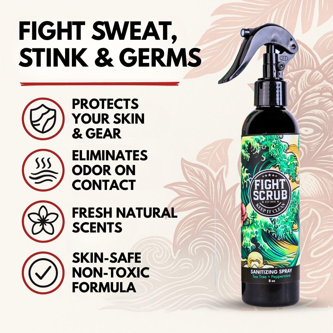 Fight Scrub spray on skin helps neutralize odors after intense training.