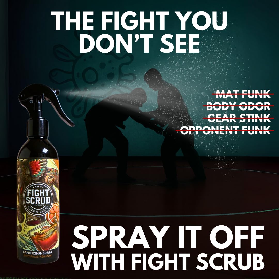 Fight Scrub spray on wrestling gloves neutralizes lingering odors