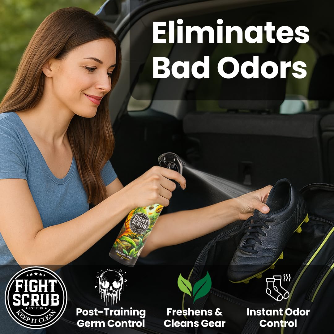 Fight Scrub wrestling gloves being treated for odor control.