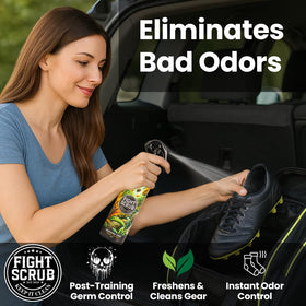 Fight Scrub wrestling gloves being treated for odor control.