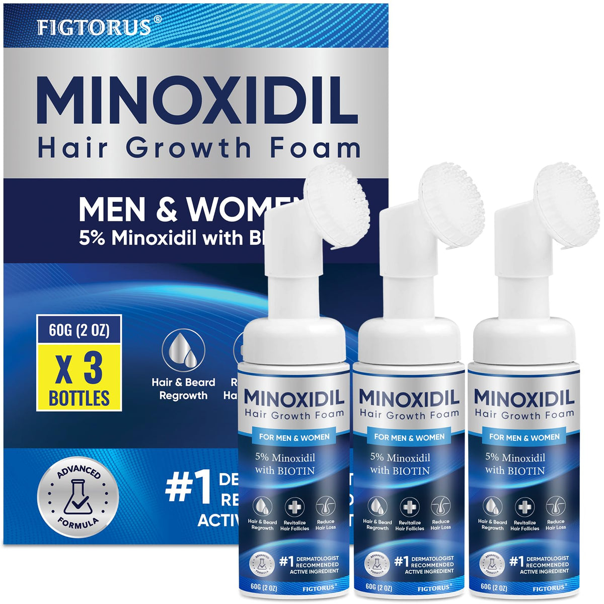 FIGTORUS 5% Minoxidil Foam bottle ready for hair growth support