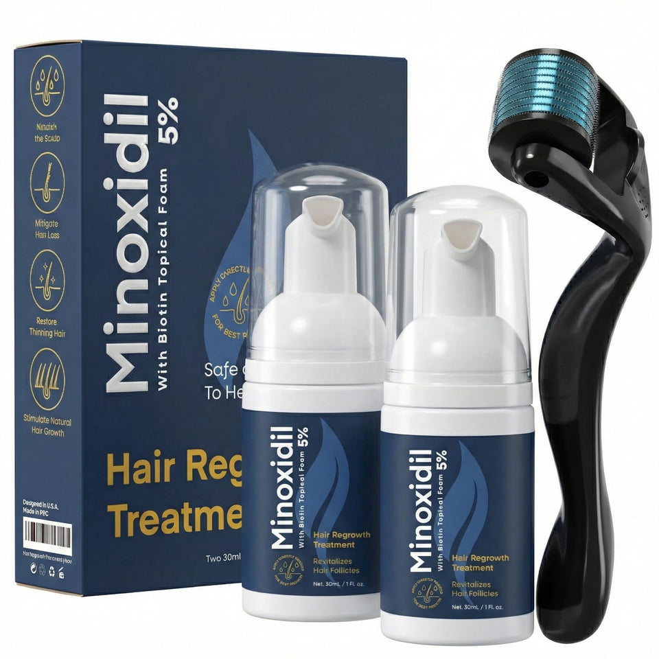 Fiimiu Minoxidil Foam 1oz can front view for on-the-go regrowth.