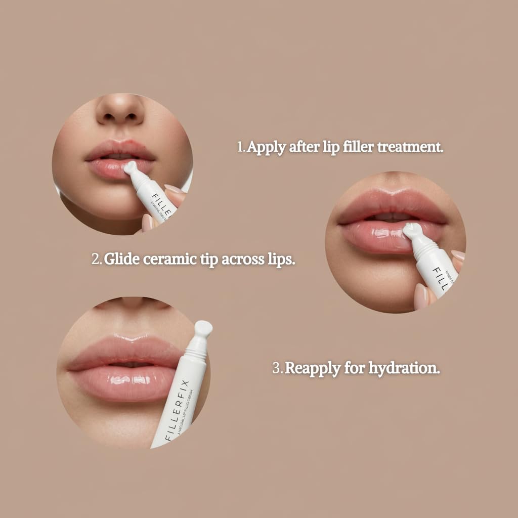 FillerFix argan jojoba babassu lip care formula supports lasting moisture.