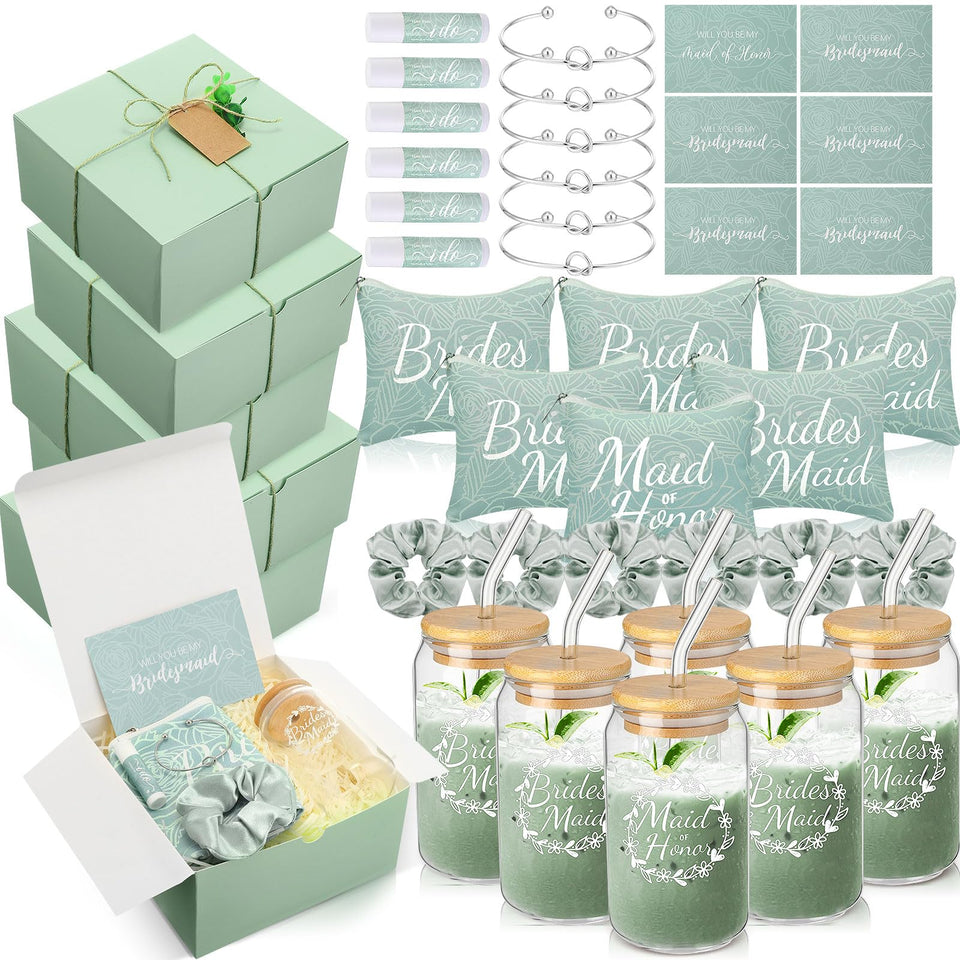 FillTouch bridesmaid gift box green with coordinated keepsakes for celebrations