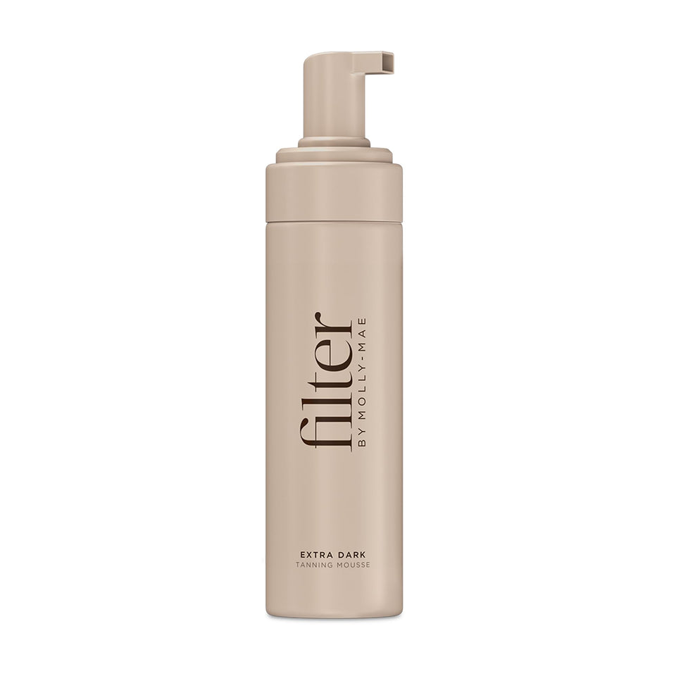Filter by Molly-Mae Self Tanner Mousse bottle delivers a deep, even bronze glow.