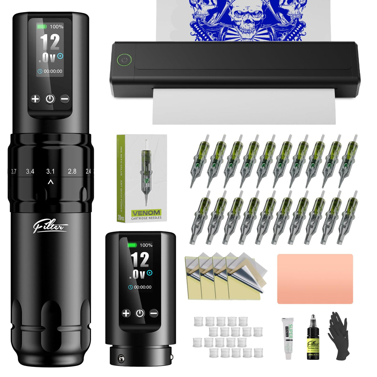 Filter tattoo stencil printer showing a compact wireless setup for on-the-go sketching