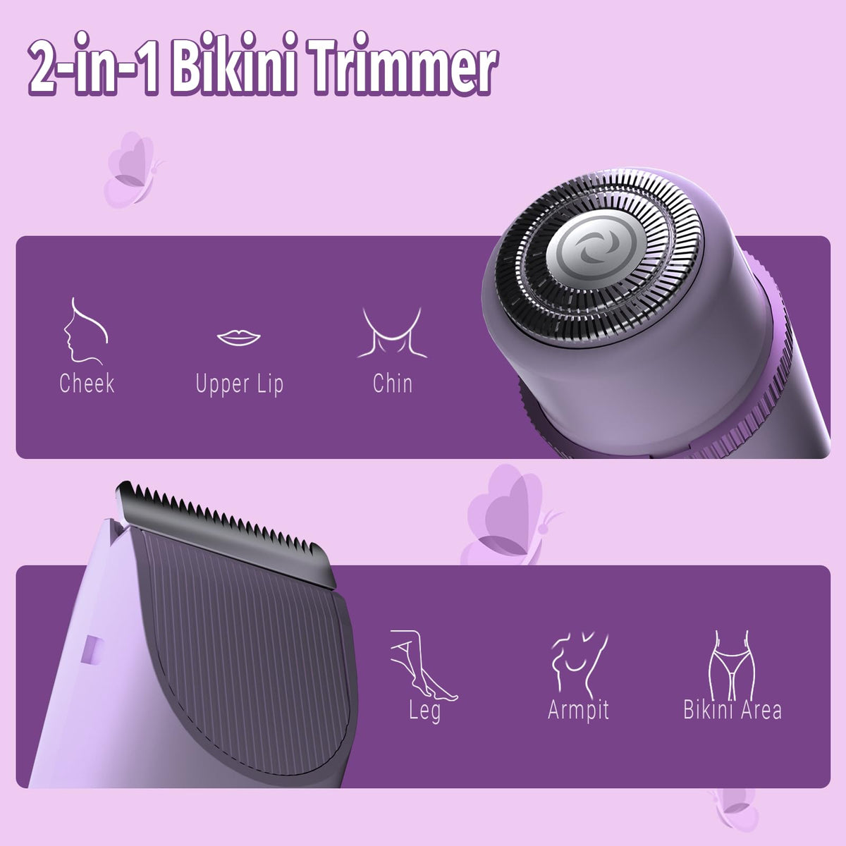 FIMOSON bikini trimmer curved ceramic blades for gentle bikini-area grooming