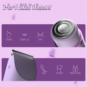 FIMOSON Bikini Trimmer close-up blades showing gentle stainless steel blades for sensitive skin.