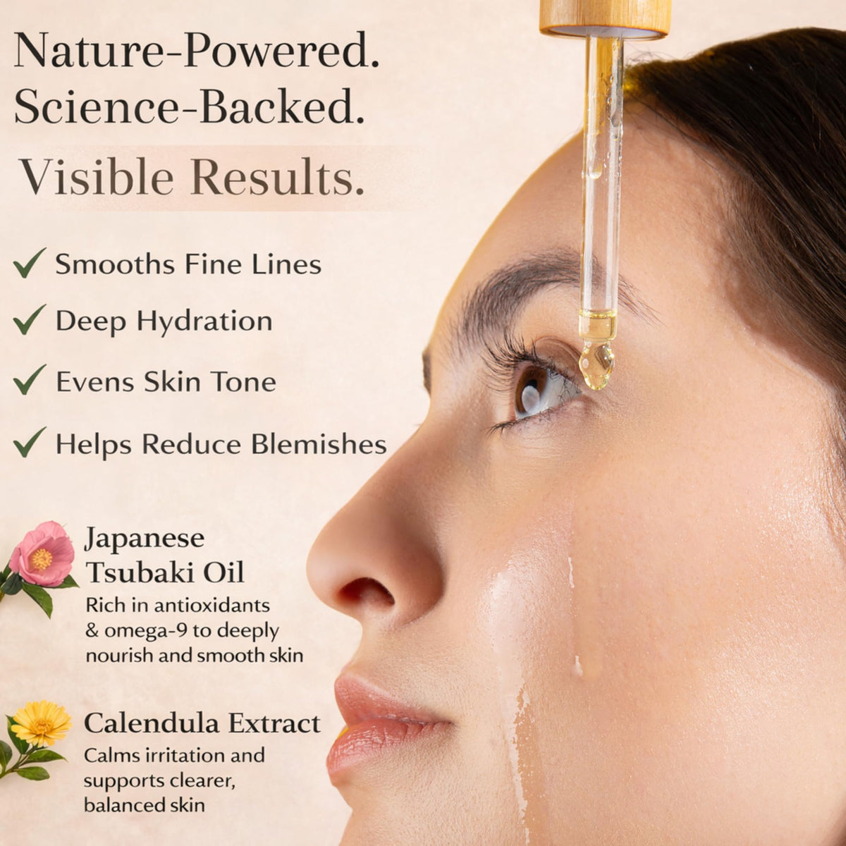 Finally Tsubaki packaging front view highlighting clean, vegan skincare