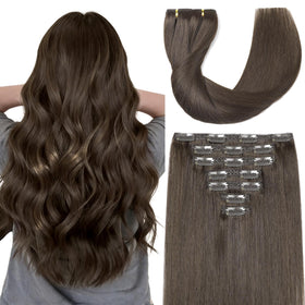 FINATA clip-in extensions 20 inch pack for quick length boost