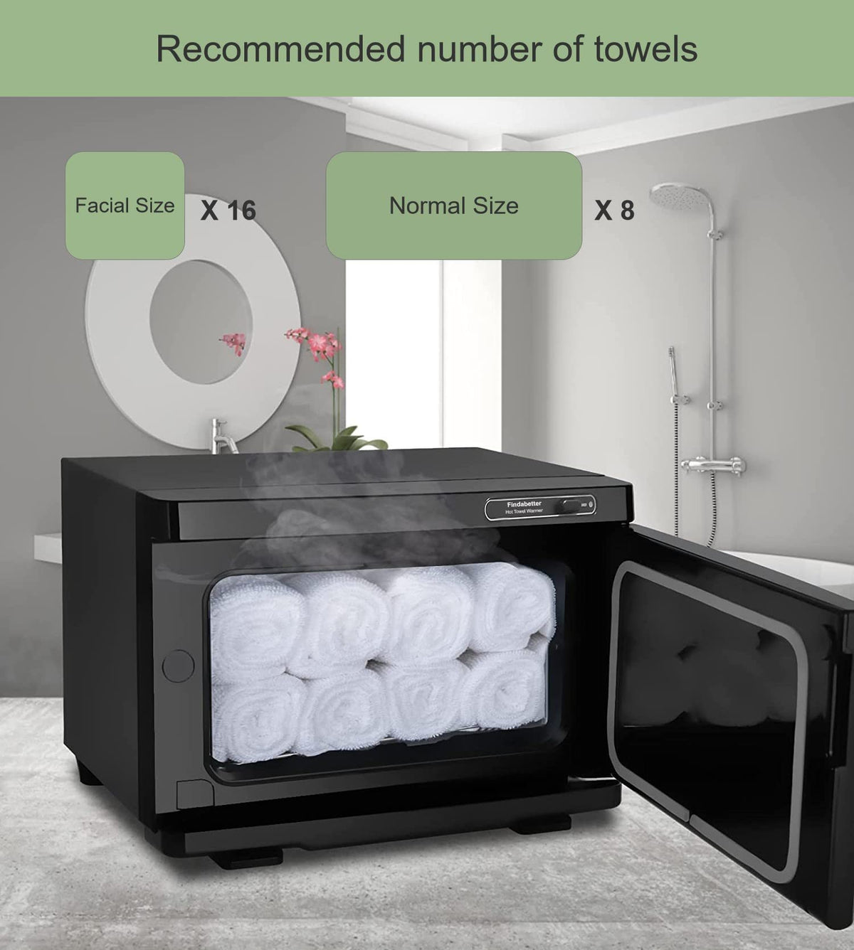 Findabetter 200W towel warmer operates at 120V/60Hz for reliable salon heat