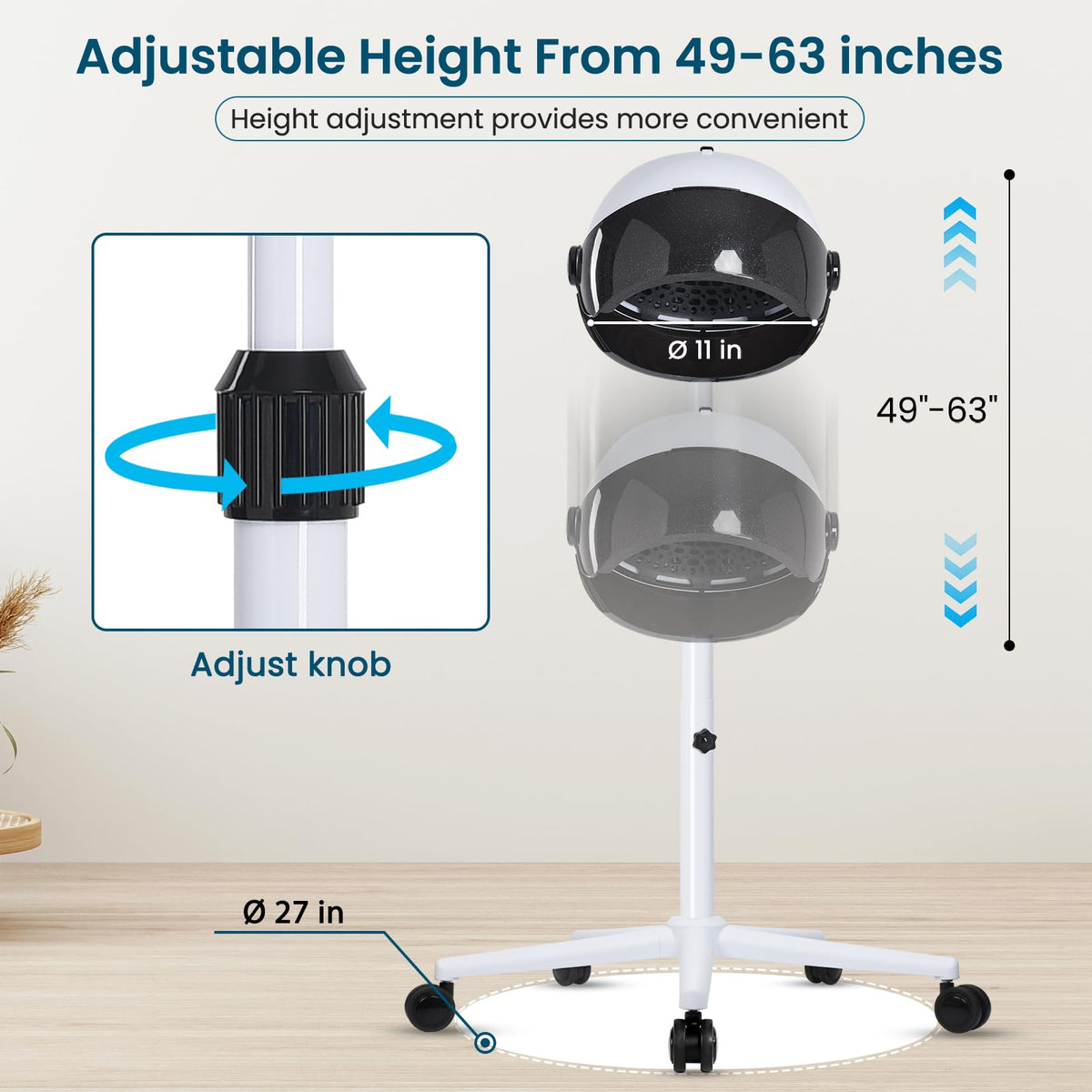 Findabetter hooded hair dryer 90-degree head enables flexible positioning.