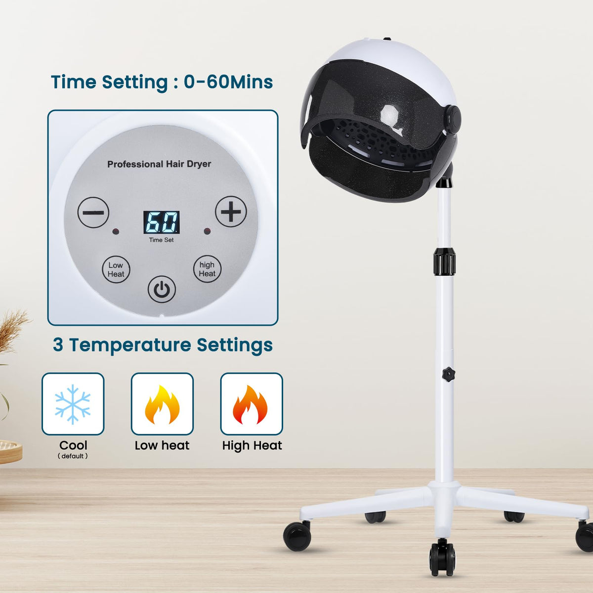 Findabetter hooded hair dryer adjustable height supports sit-under convenience.