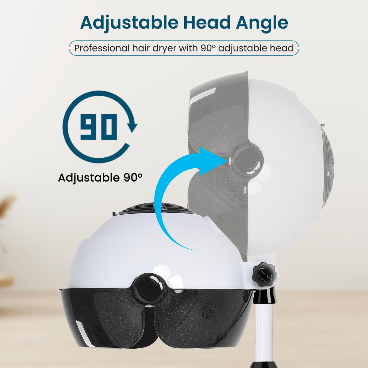 Findabetter hooded hair dryer emits negative ions to help smooth hair.