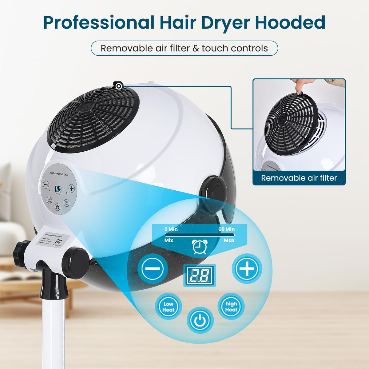 Findabetter hooded hair dryer quiet operation to minimize disruption during use.