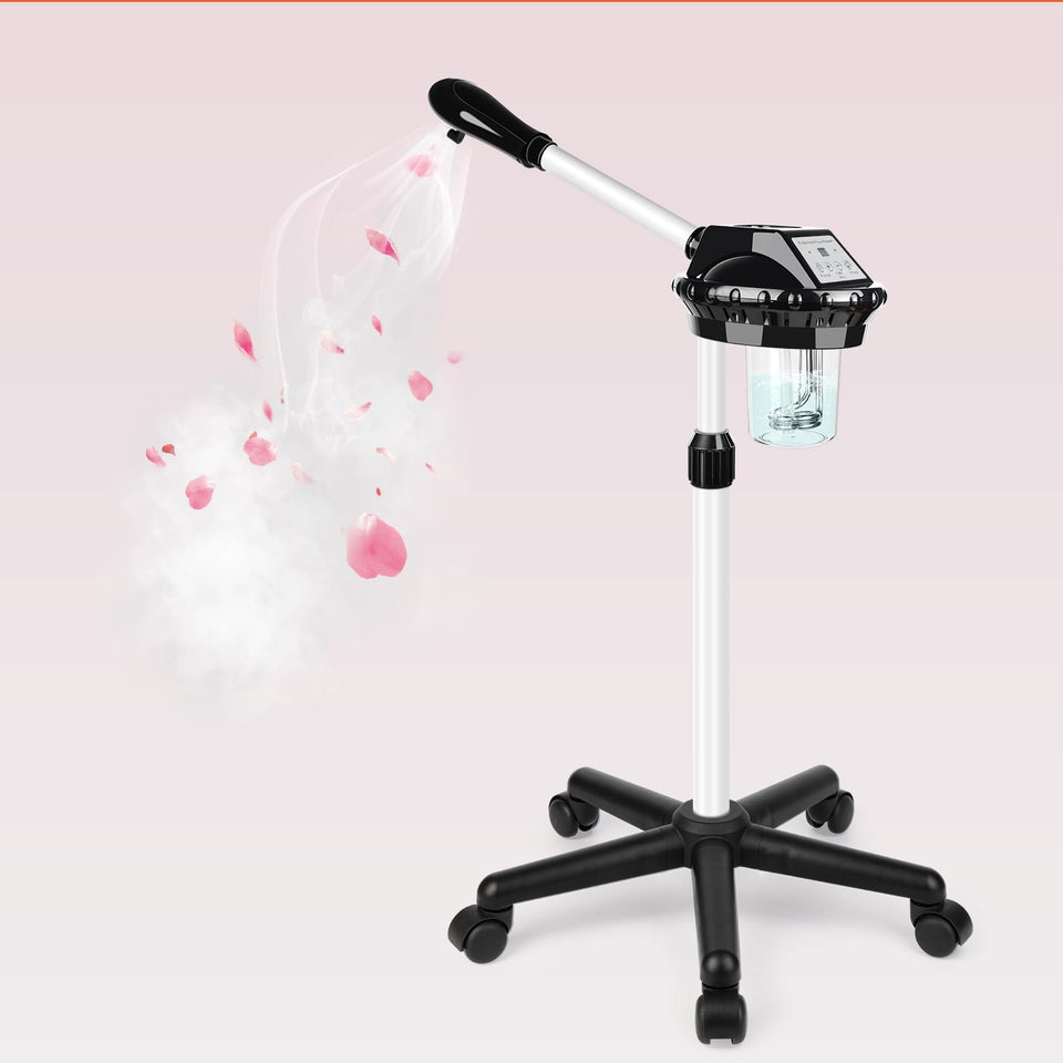 Findabetter professional facial steamer on wheels for easy relocation during home spa sessions.