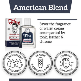 Mr. Fine aftershave application on palm for even spread.