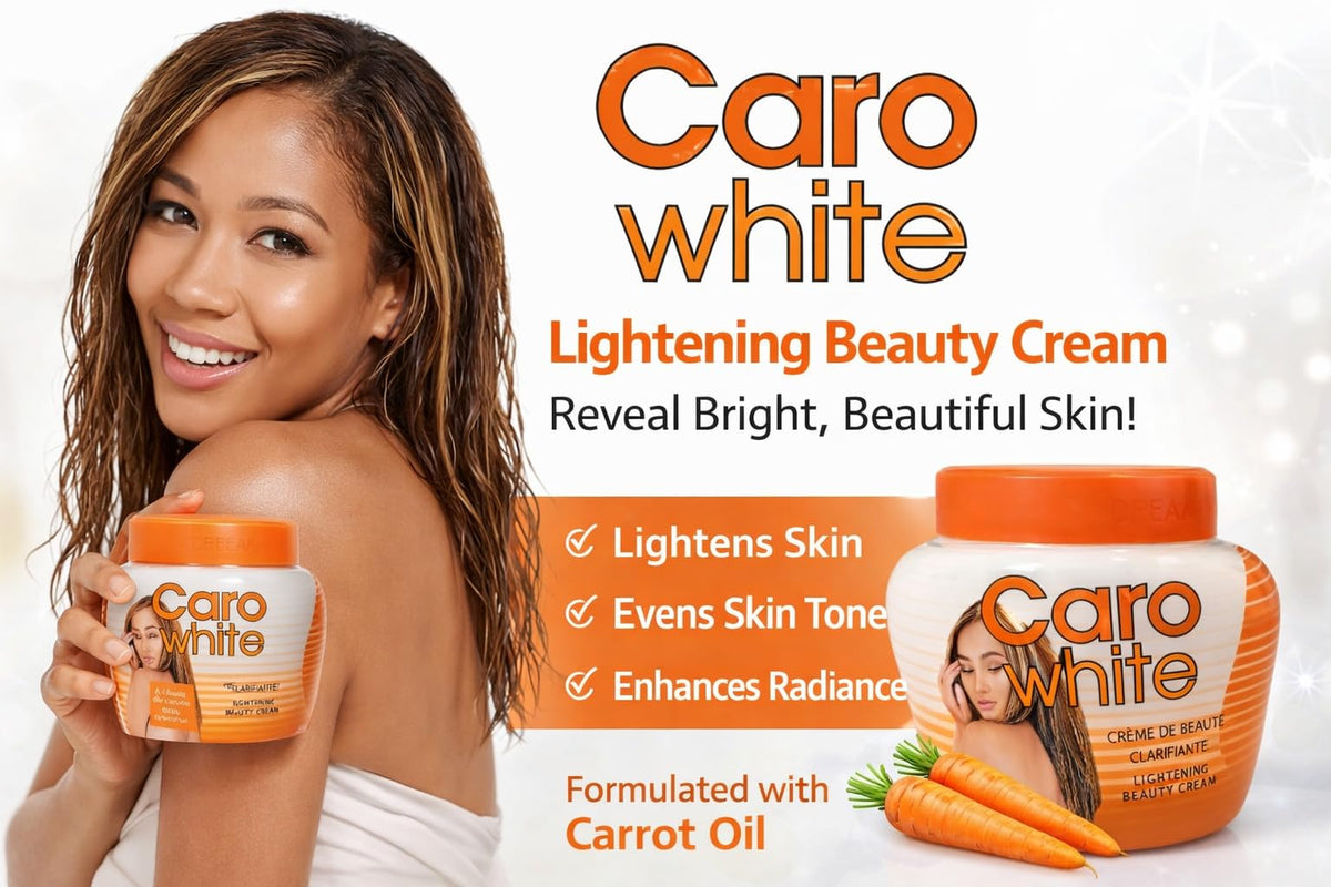 Fine Goods Caro White Cream jar shows rich moisturizing formula