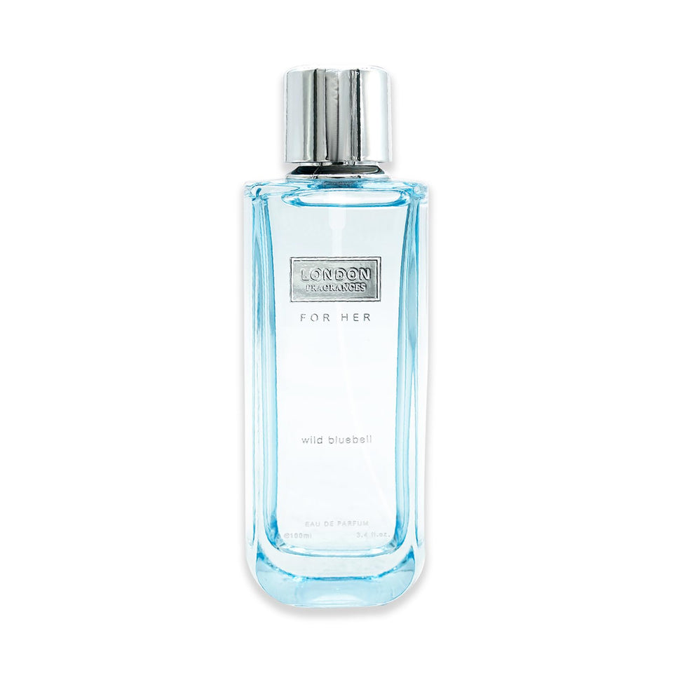 Fine Perfumery Wild Bluebell bottle on display with airy floral fragrance