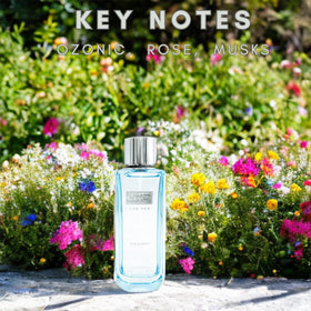 Wild Bluebell top notes show ozonic air, rhubarb, and green notes