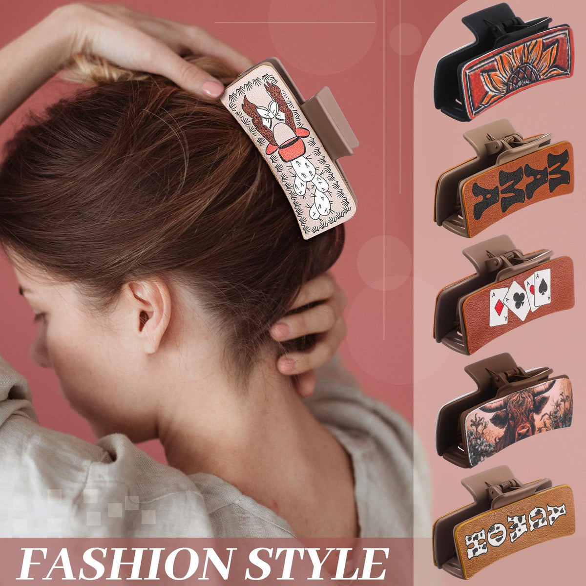 FineCheer western floral pattern clip adds stylish flair