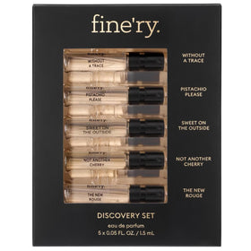 Fine'ry Gift Set box with five mini fragrance samples for testing.
