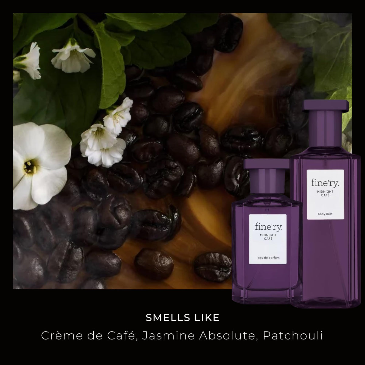 Fine'ry Jasmine Gourmand label close-up highlights vegan and cruelty-free credentials.