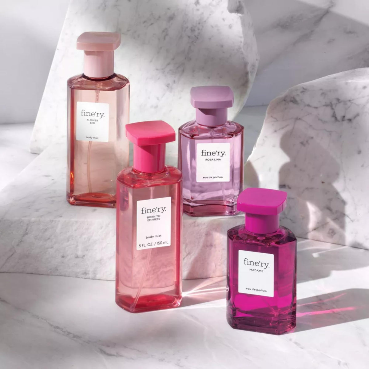 Fine'ry Madame spray action captured for easy application and lasting scent.
